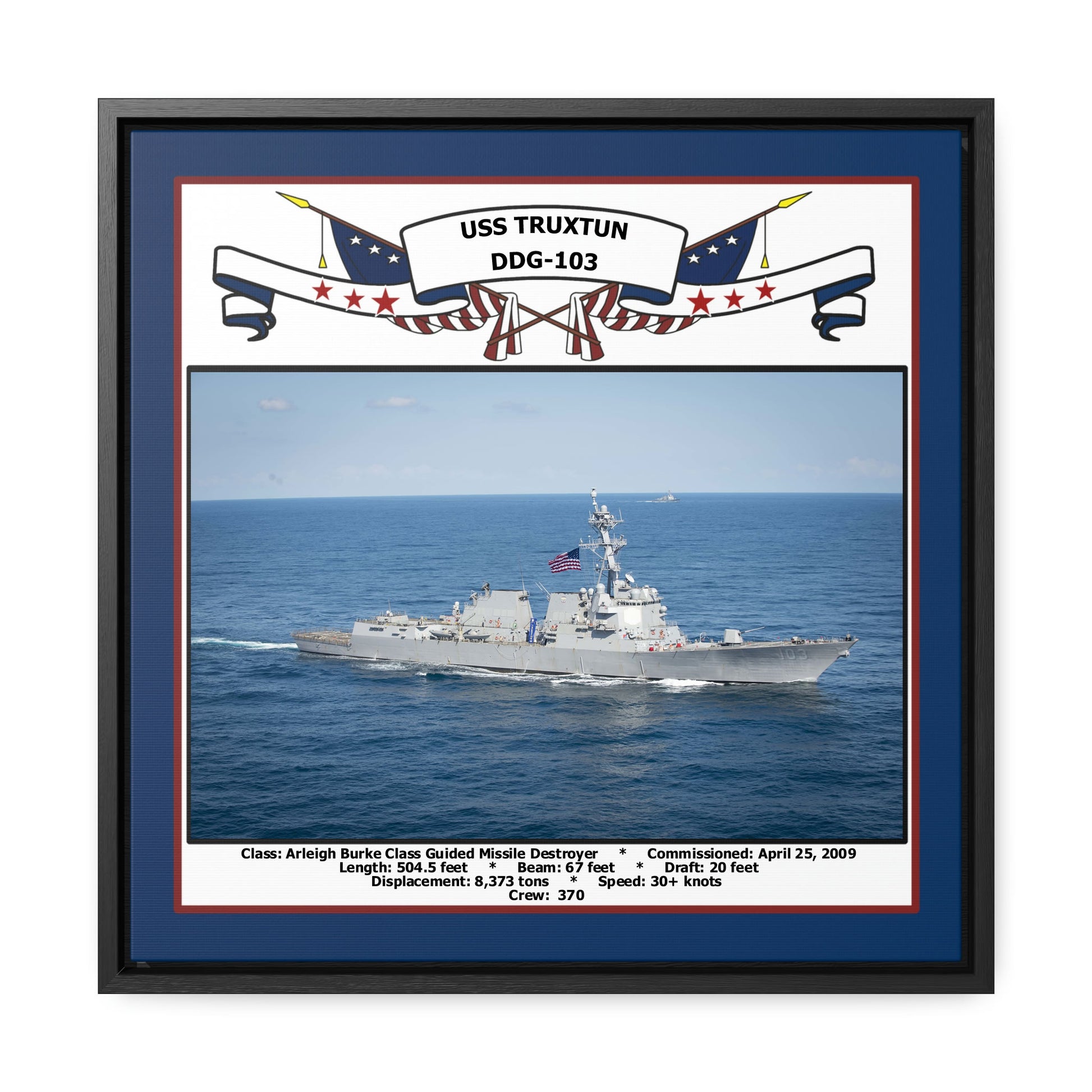 USS Truxtun DDG-103 Navy Floating Frame Photo Front View