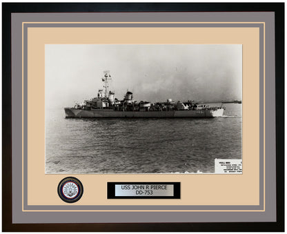 USS JOHN R PIERCE DD-753 Framed Navy Ship Photo Grey