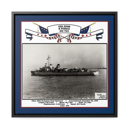USS John R Pierce DD-753 Navy Floating Frame Photo Front View