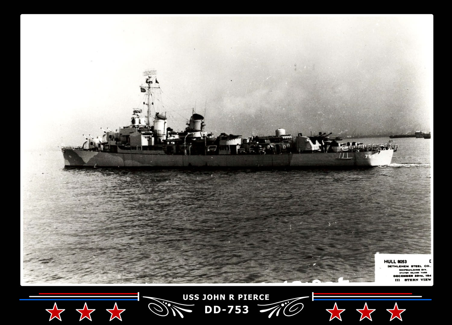 USS John R Pierce DD-753 Canvas Photo Print