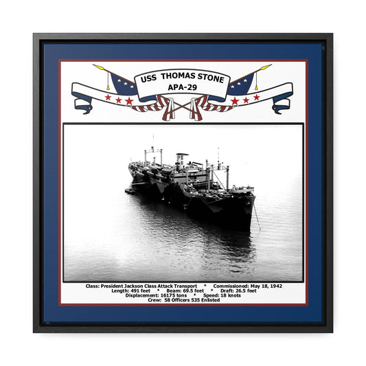 USS Thomas Stone APA-29 Navy Floating Frame Photo Front View