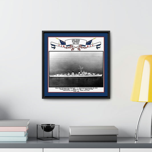 USS John R Pierce DD-753 Navy Floating Frame Photo Desk View