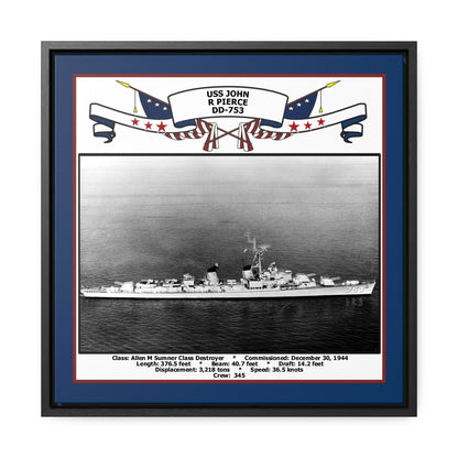 USS John R Pierce DD-753 Navy Floating Frame Photo Front View