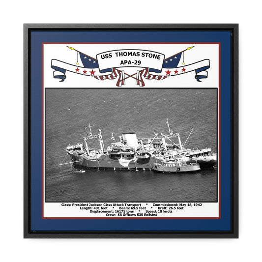 USS Thomas Stone APA-29 Navy Floating Frame Photo Front View