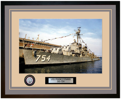 USS FRANK E EVANS DD-754 Framed Navy Ship Photo Grey