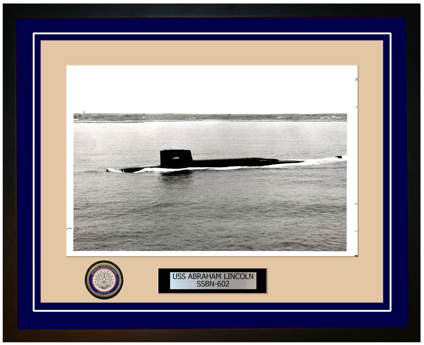 USS Abraham Lincoln SSBN-602 Framed Navy Ship Photo Blue