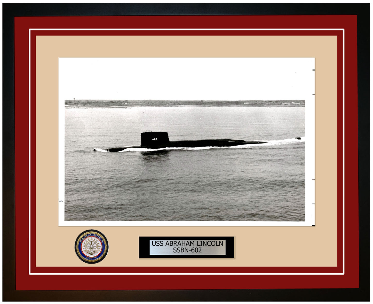 USS Abraham Lincoln SSBN-602 Framed Navy Ship Photo Burgundy