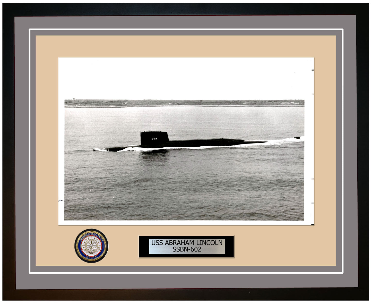 USS Abraham Lincoln SSBN-602 Framed Navy Ship Photo Grey