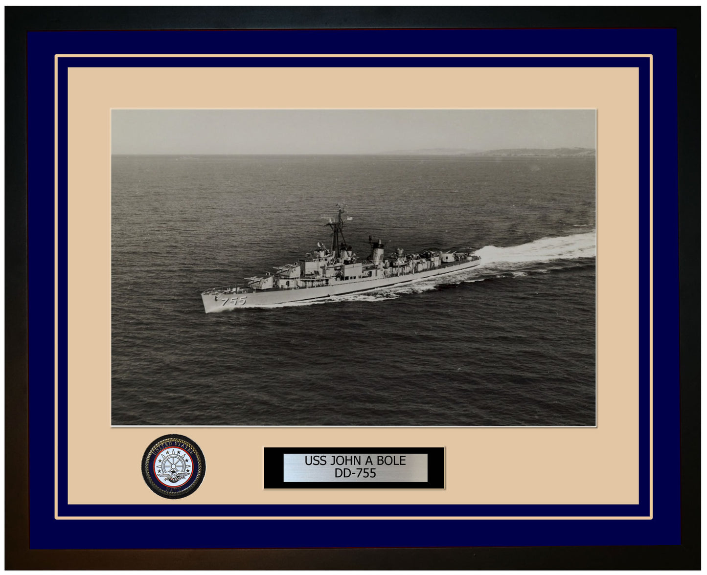 USS JOHN A BOLE DD-755 Framed Navy Ship Photo Blue