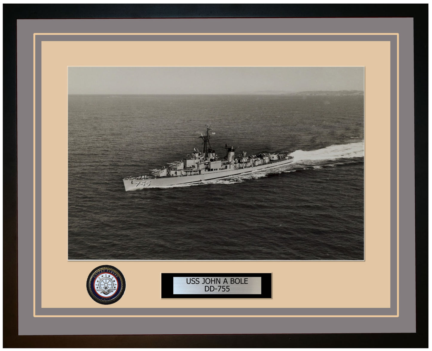 USS JOHN A BOLE DD-755 Framed Navy Ship Photo Grey