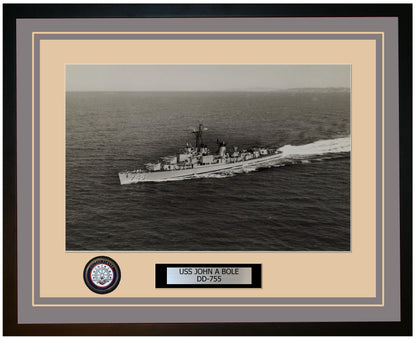 USS JOHN A BOLE DD-755 Framed Navy Ship Photo Grey