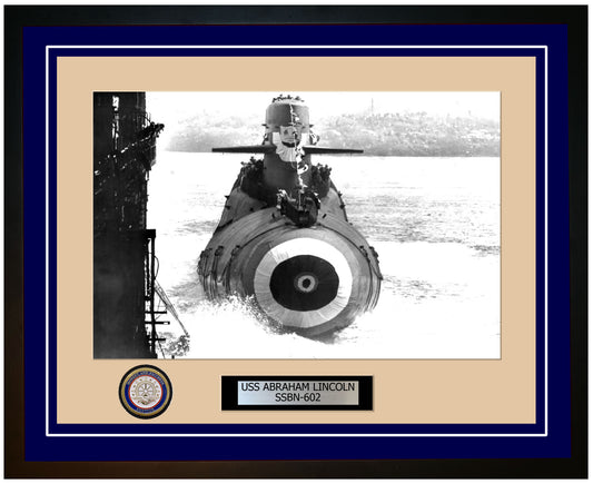 USS Abraham Lincoln SSBN-602 Framed Navy Ship Photo Blue
