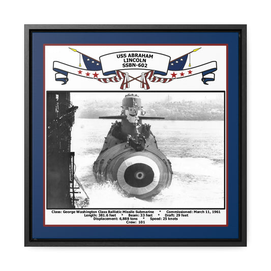 USS Abraham Lincoln SSBN-602 Navy Floating Frame Photo Front View