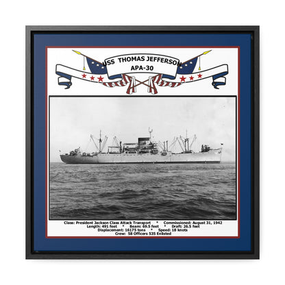 USS Thomas Jefferson APA-30 Navy Floating Frame Photo Front View