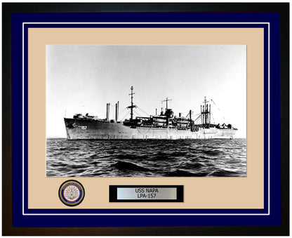 USS Napa LPA-157 Framed Navy Ship Photo Blue
