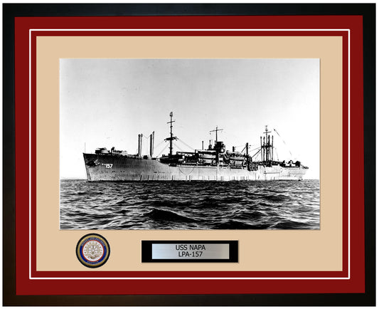 USS Napa LPA-157 Framed Navy Ship Photo Burgundy