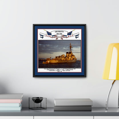 USS Beatty DD-756 Navy Floating Frame Photo Desk View