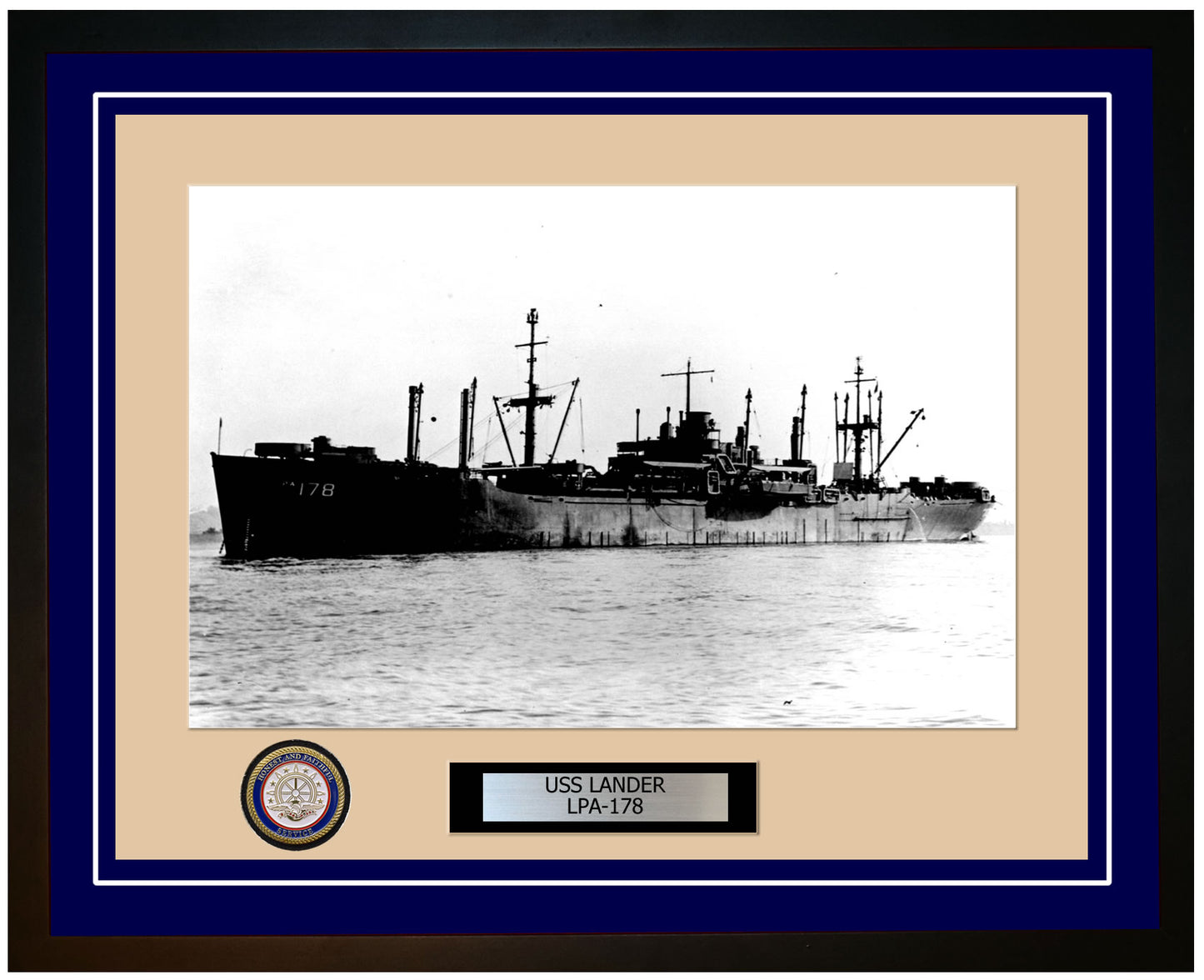 USS Lander LPA-178 Framed Navy Ship Photo Blue