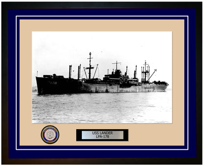 USS Lander LPA-178 Framed Navy Ship Photo Blue