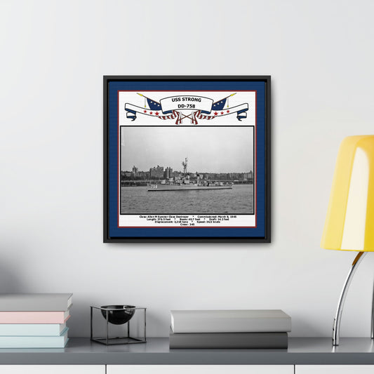 USS Strong DD-758 Navy Floating Frame Photo Desk View