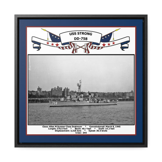 USS Strong DD-758 Navy Floating Frame Photo Front View