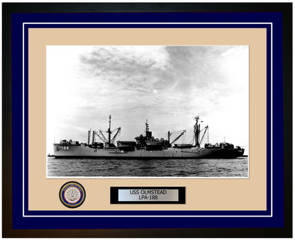 USS Olmstead LPA-188 Framed Navy Ship Photo Blue