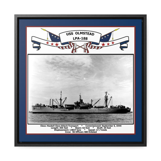 USS Olmstead LPA-188 Navy Floating Frame Photo Front View