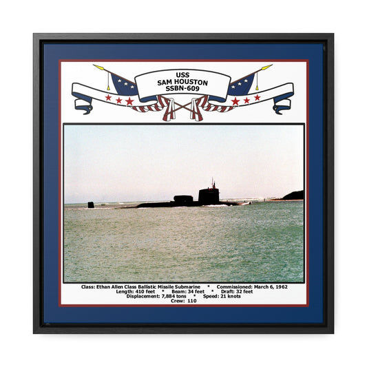 USS Sam Houston SSBN-609 Navy Floating Frame Photo Front View