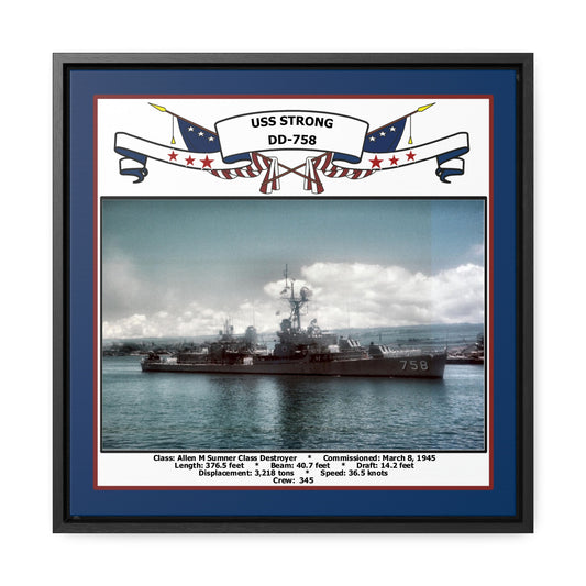 USS Strong DD-758 Navy Floating Frame Photo Front View