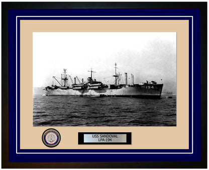 USS Sandoval LPA-194 Framed Navy Ship Photo Blue
