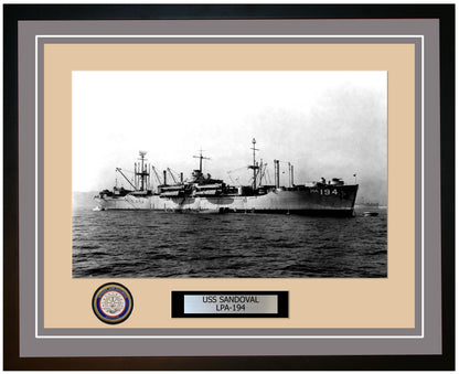 USS Sandoval LPA-194 Framed Navy Ship Photo Grey