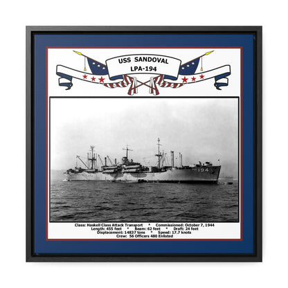 USS Sandoval LPA-194 Navy Floating Frame Photo Front View