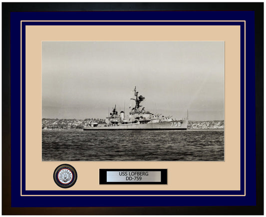 USS LOFBERG DD-759 Framed Navy Ship Photo Blue