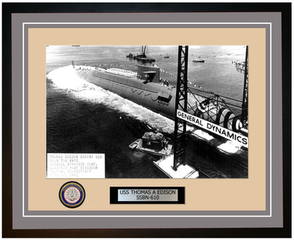 USS Thomas A Edison SSBN-610 Framed Navy Ship Photo Grey