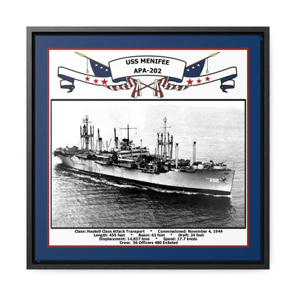 USS Menifee APA-202 Navy Floating Frame Photo Front View