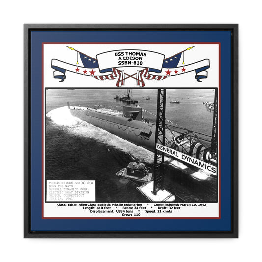 USS Thomas A Edison SSBN-610 Navy Floating Frame Photo Front View