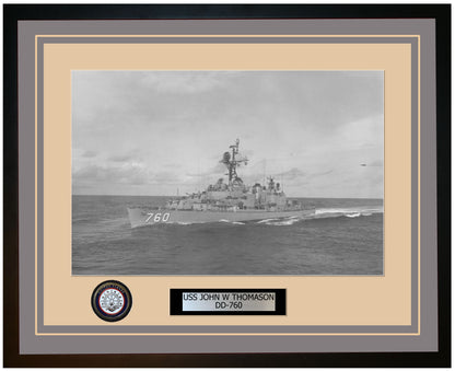 USS JOHN W THOMASON DD-760 Framed Navy Ship Photo Grey