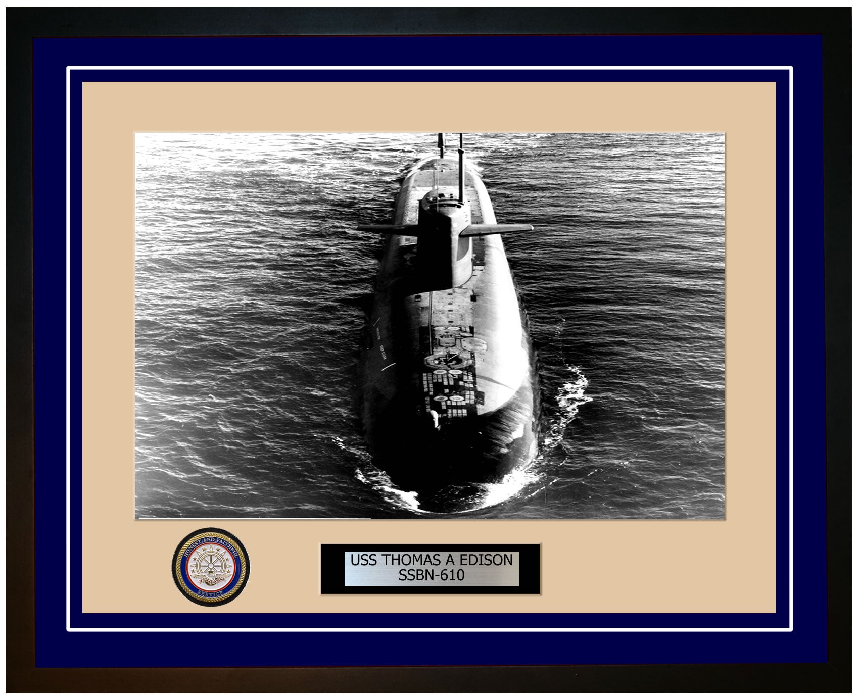 USS Thomas A Edison SSBN-610 Framed Navy Ship Photo Blue