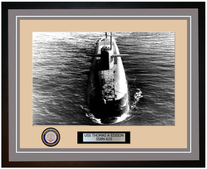 USS Thomas A Edison SSBN-610 Framed Navy Ship Photo Grey