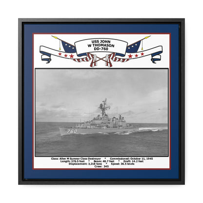 USS John W Thomason DD-760 Navy Floating Frame Photo Front View