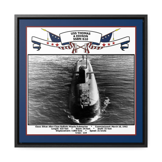 USS Thomas A Edison SSBN-610 Navy Floating Frame Photo Front View