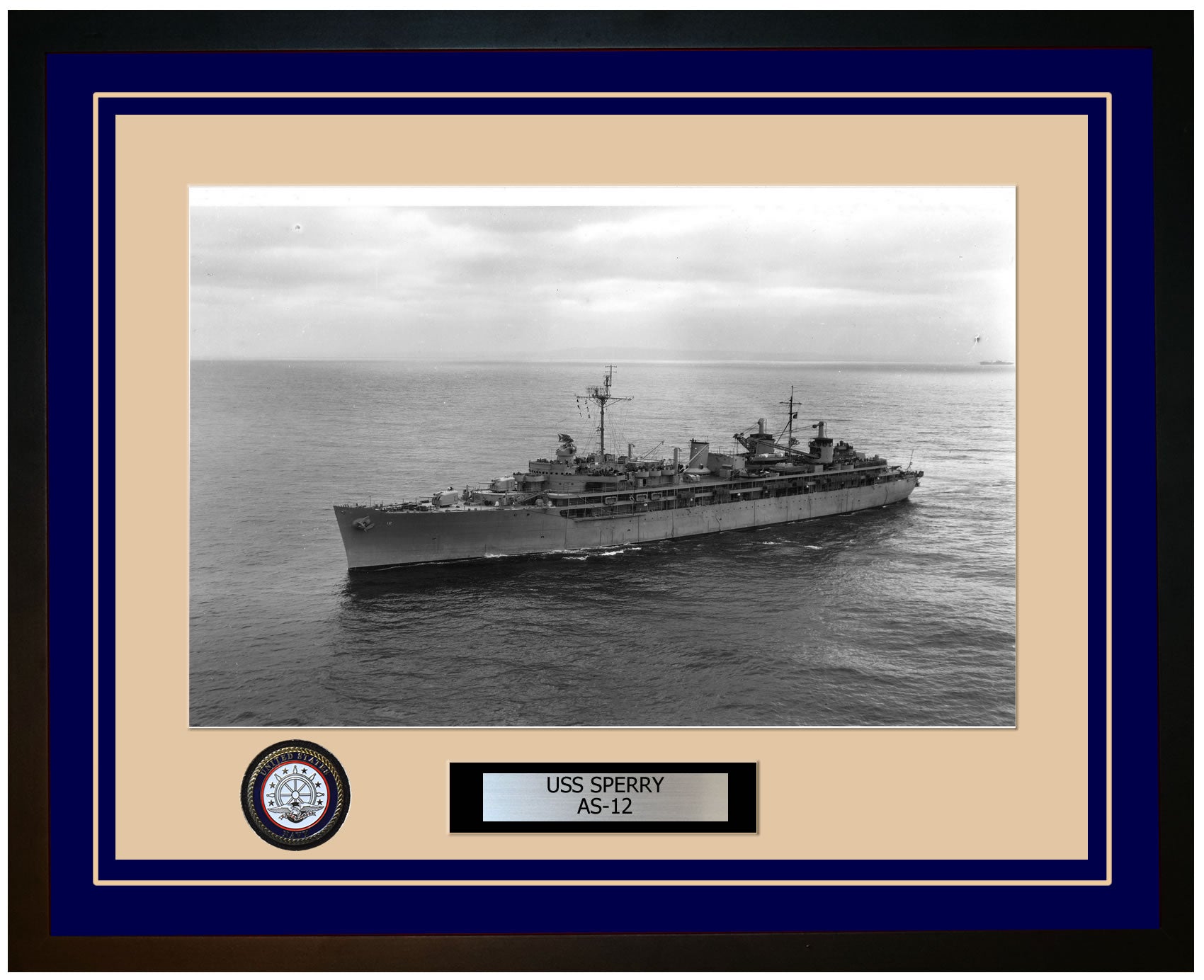 USS SPERRY AS-12 Framed Navy Ship Photo Blue