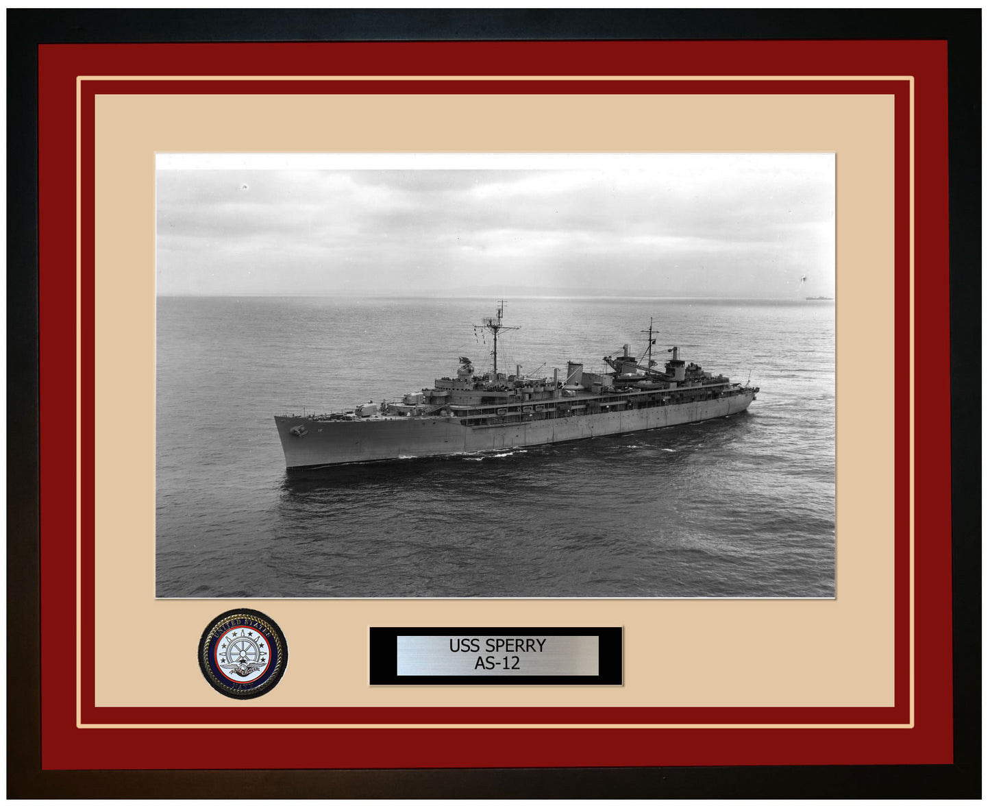 USS SPERRY AS-12 Framed Navy Ship Photo Burgundy