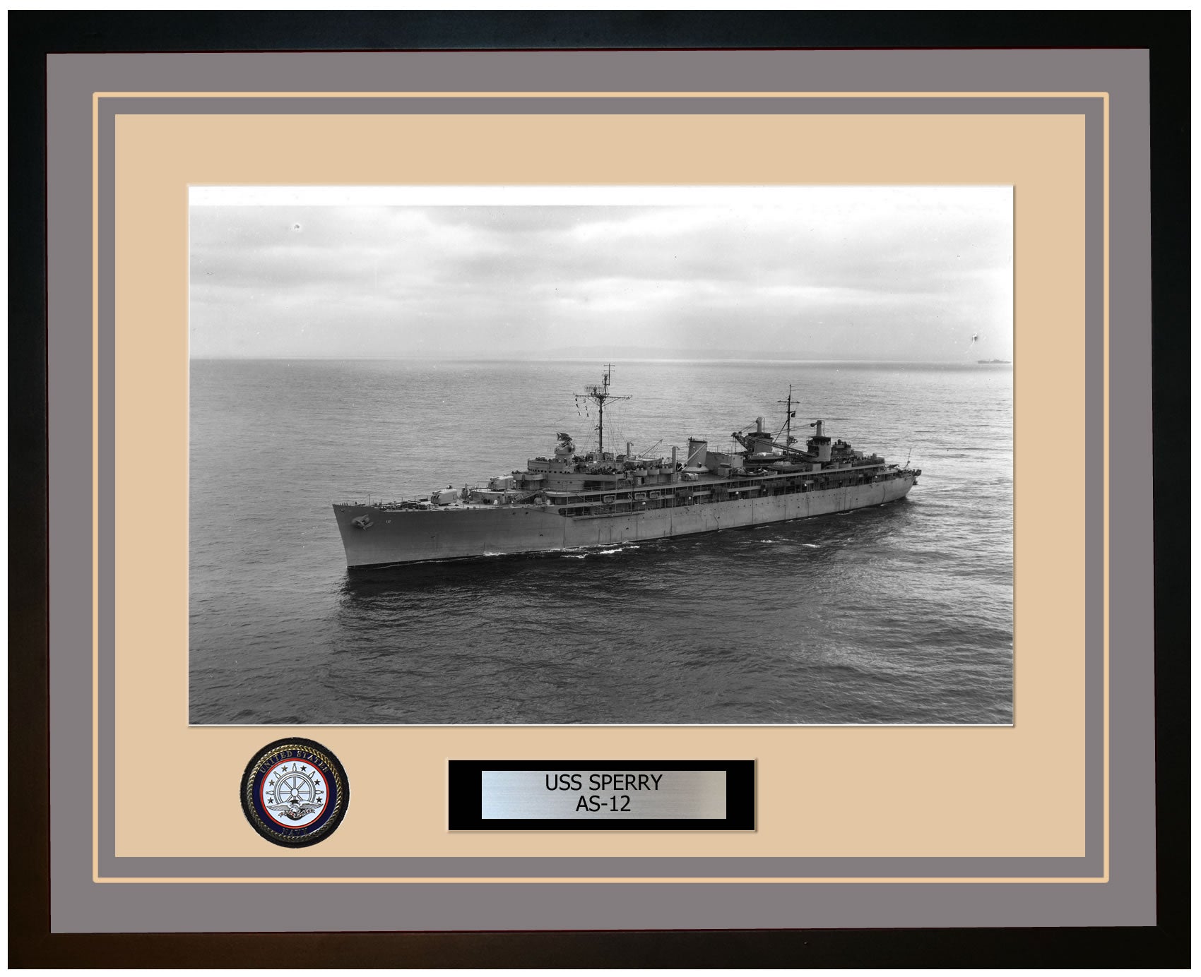 USS SPERRY AS-12 Framed Navy Ship Photo Grey