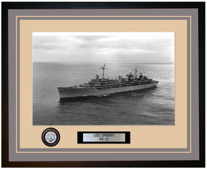 USS SPERRY AS-12 Framed Navy Ship Photo Grey