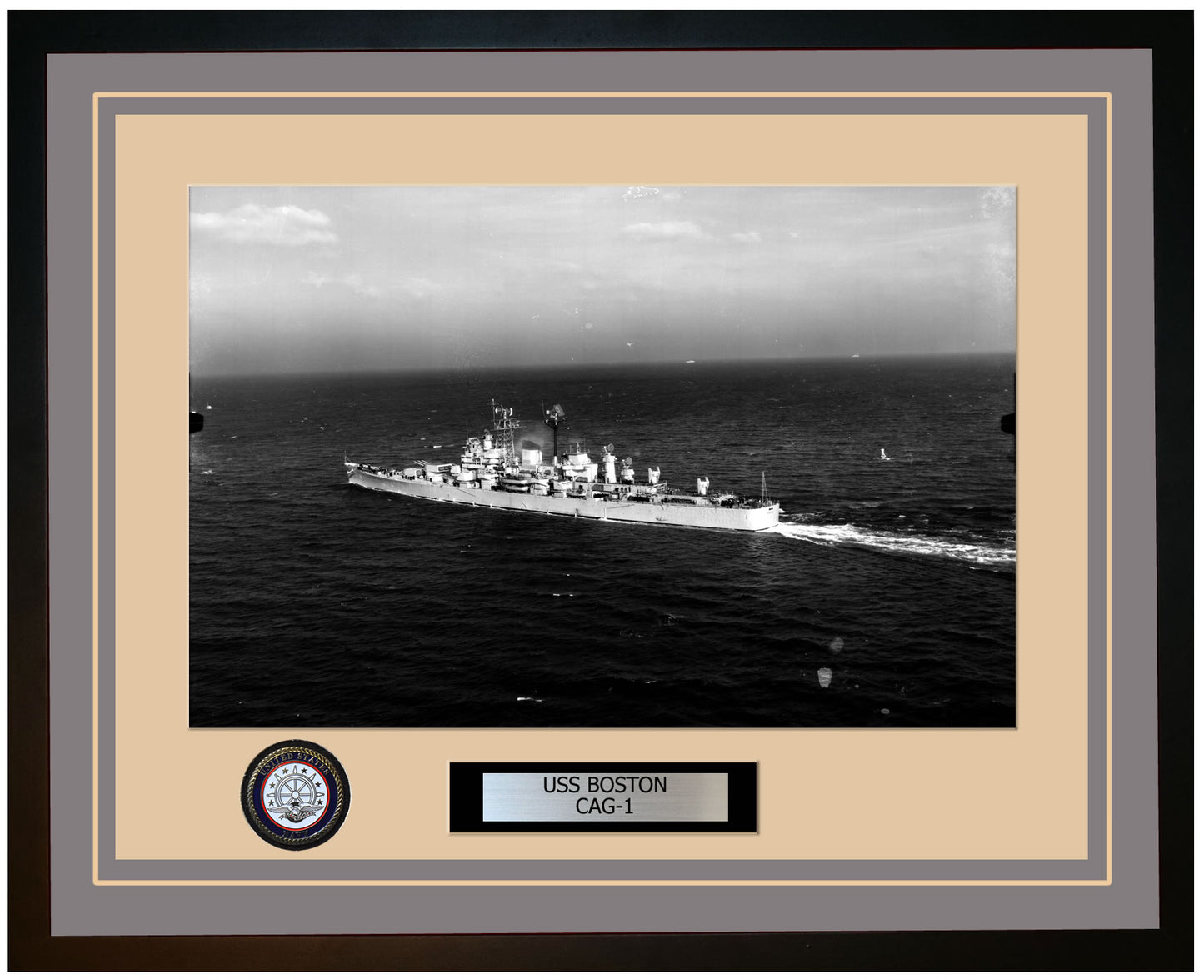 USS BOSTON CAG-1 Framed Navy Ship Photo Grey