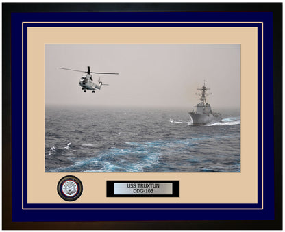 USS TRUXTUN DDG-103 Framed Navy Ship Photo Blue