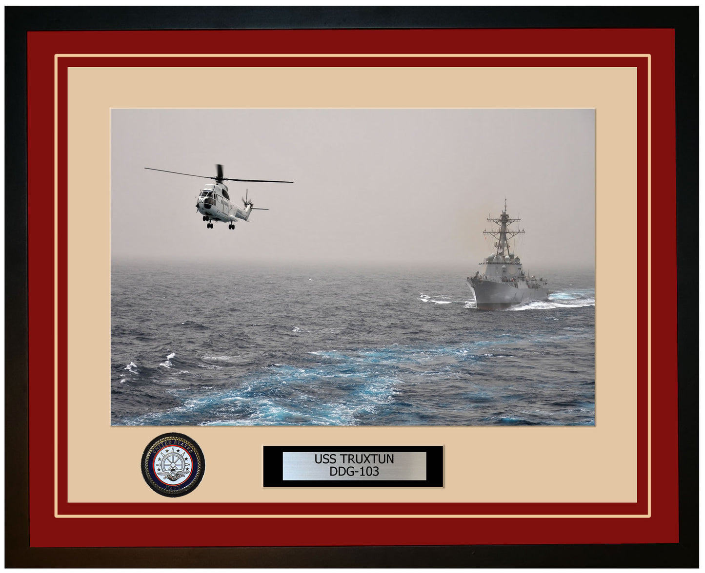 USS TRUXTUN DDG-103 Framed Navy Ship Photo Burgundy