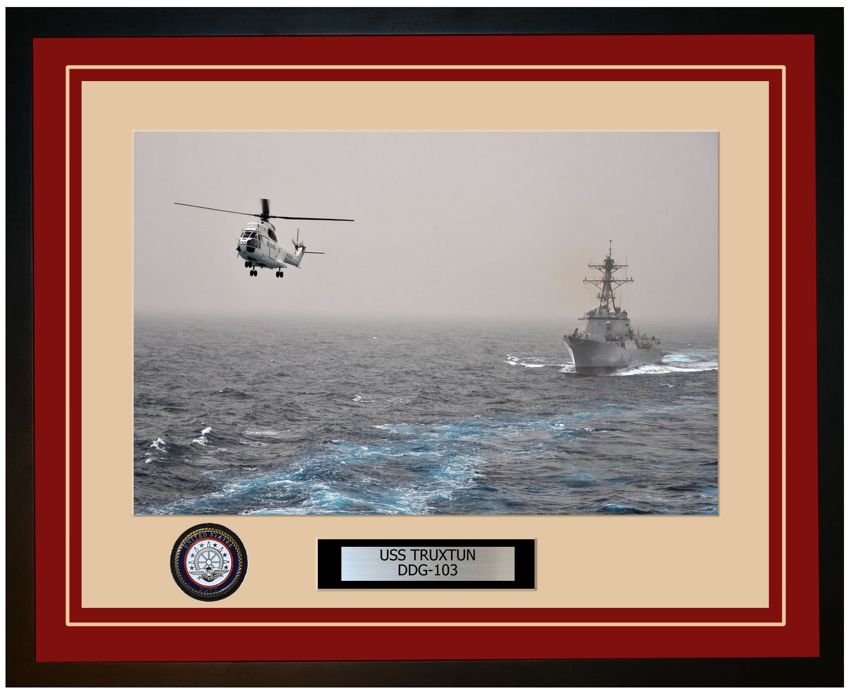 USS TRUXTUN DDG-103 Framed Navy Ship Photo Burgundy