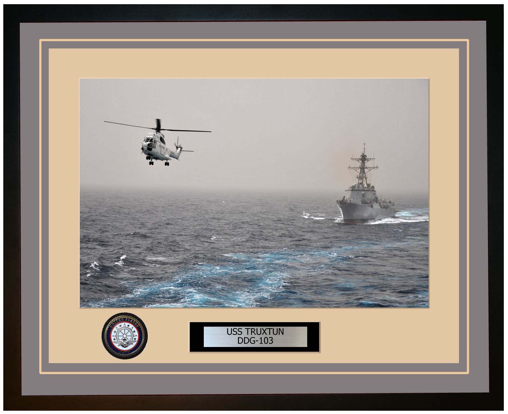 USS TRUXTUN DDG-103 Framed Navy Ship Photo Grey